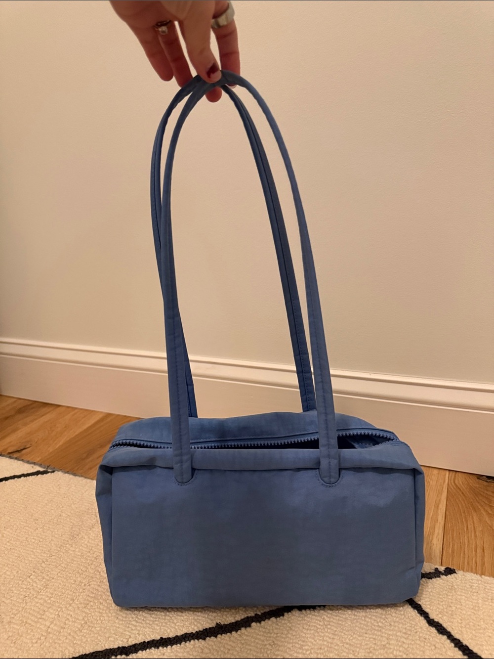 BAGGU Cornflower Blue Shoulder Tote with Double Straps